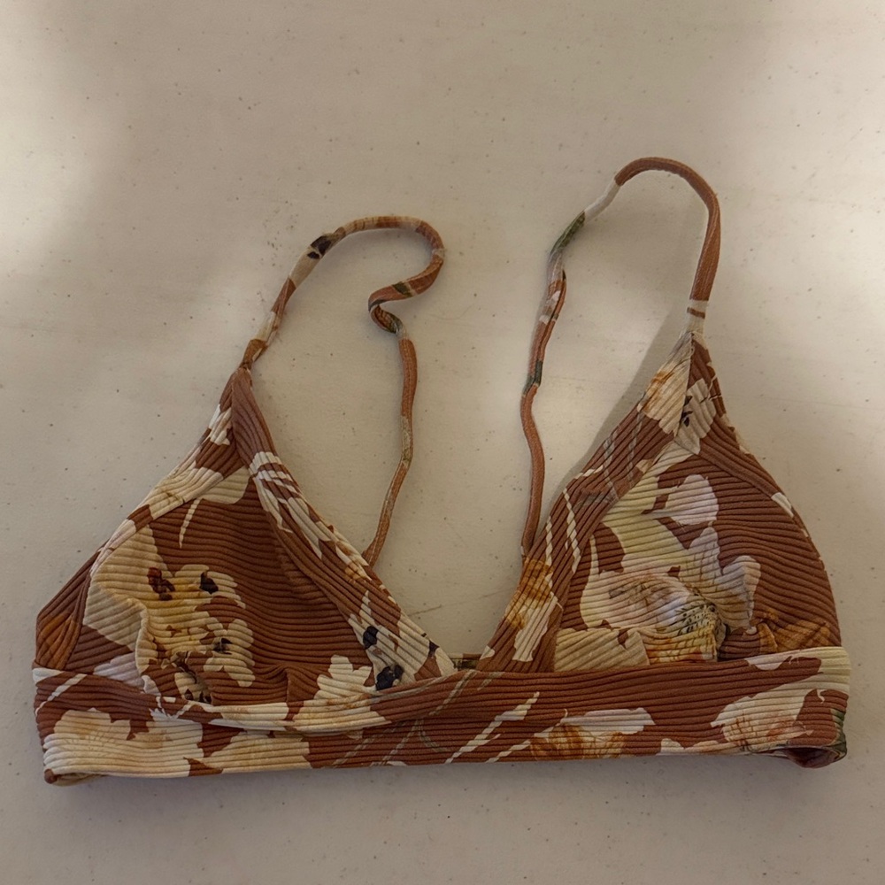Boys + Arrows Brown Floral Bikini Top